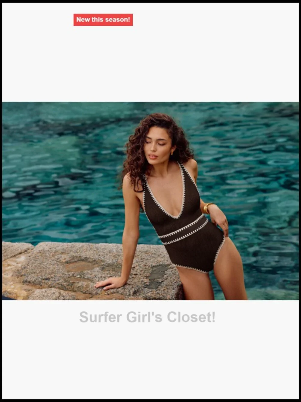 Triangle Swimsuit Top with Bicolor Embroidery